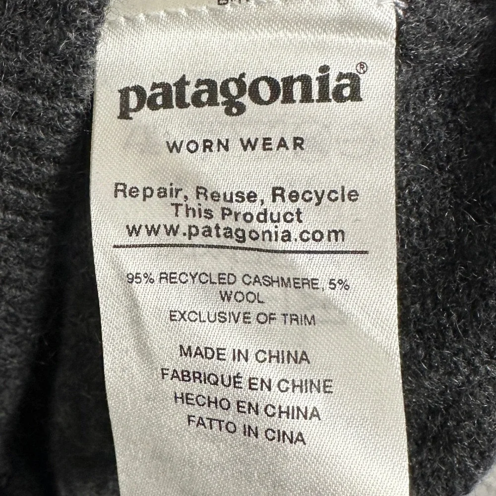 Patagonia Sweater Mens Medium Crew Neck Charcoal Grey Knit Cashmere Wool Blend